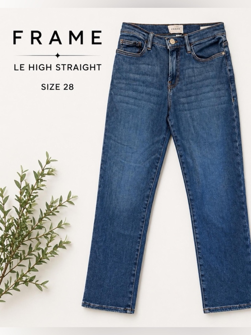 FRAME Le High Straight Jeans Size 28 High Rise Cropped Straight Leg Denim